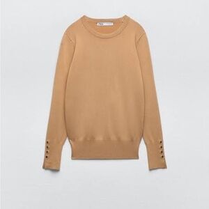 ZARA Basic Knit Crewneck Camel Sweater